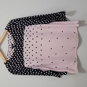 Talbots Polka Dot Blouse Side Zipper Sz M Petit Pit To Pit 19" L 23"